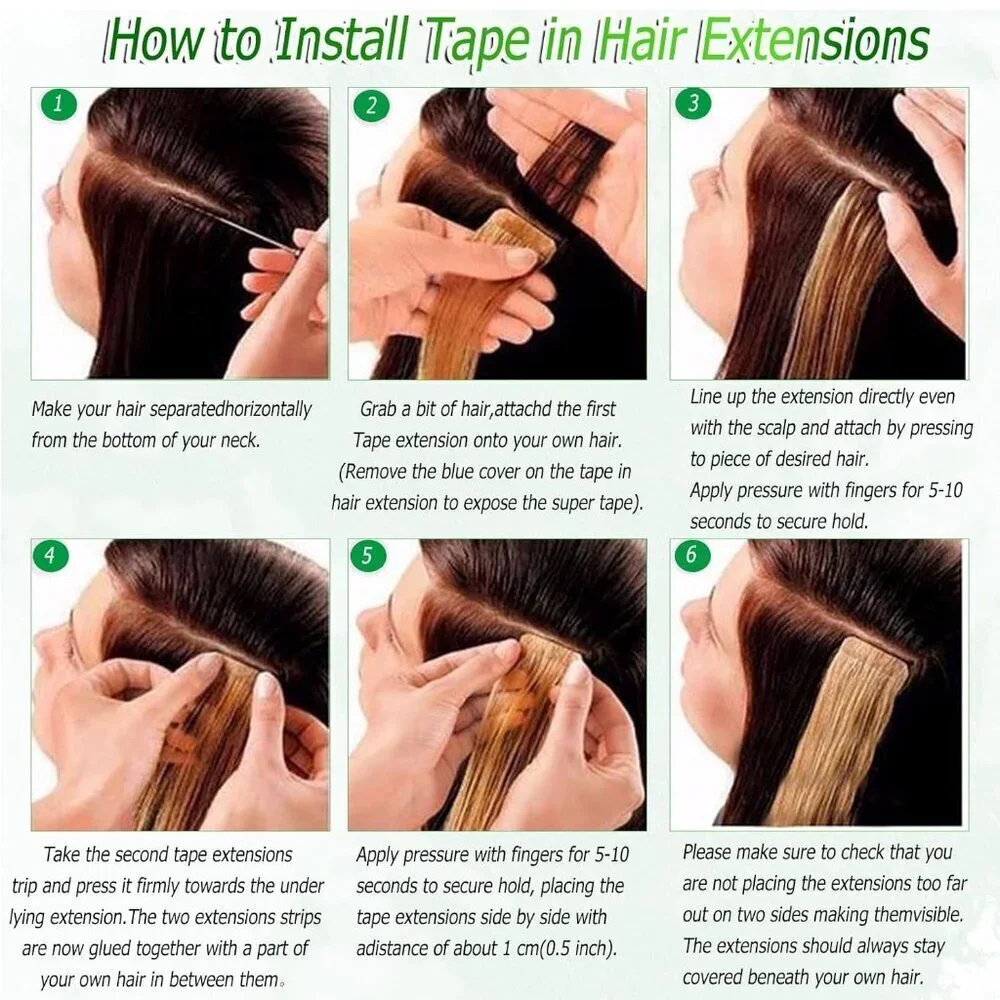 Water Wave Tape in Hair Extensions Human Hair